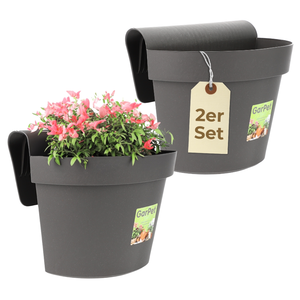 2-piece Set Balcony Railing Planter With Water Reservoir, Fence Flower Box, Railing Planter With Bracket