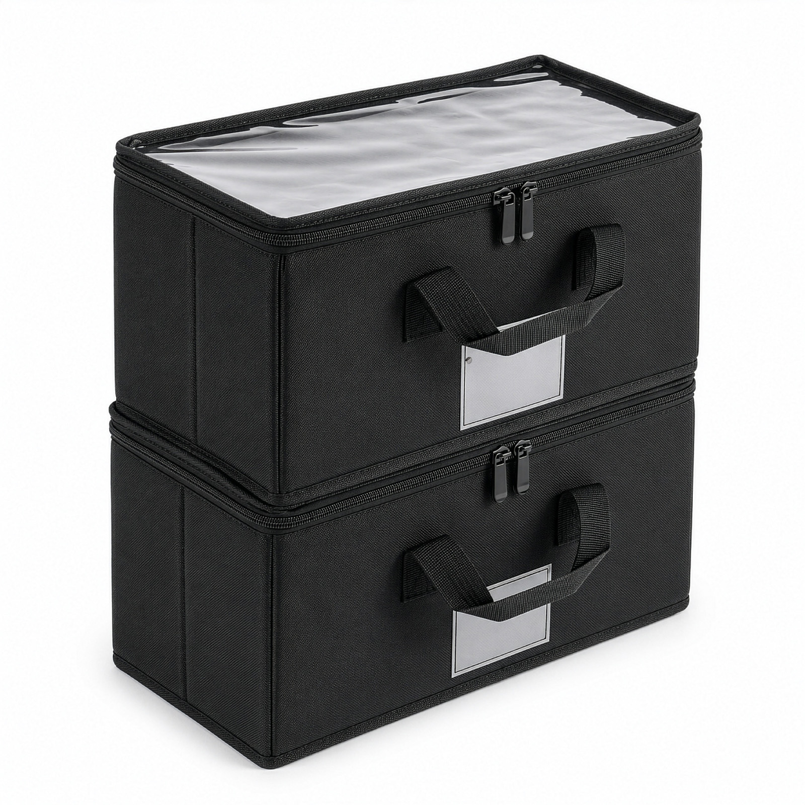 Image of Cd Storage Box With Lid, Stackable Non-woven Fabric Cd Case With Handles, Dvd & Cd Shelf Organizer For 120 Cds, 34.5x16x15.6cm