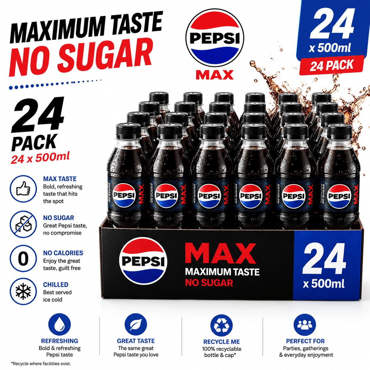 TEMU Max Bottle Pack Of 24 X 500ml
