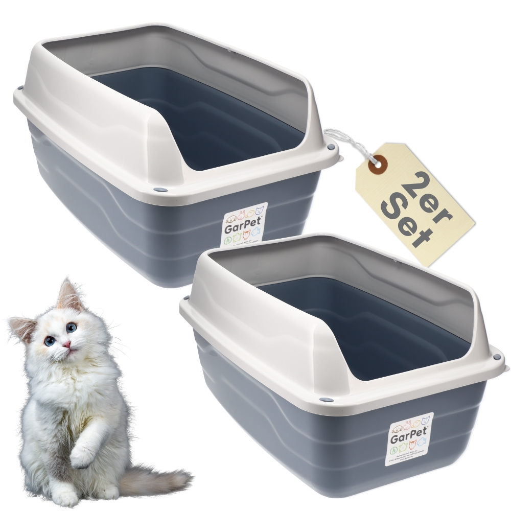 2-pack High Rim Litter Box, Extra Tall Toilet With High Rim, Large, Lidless, Cat Litter Boxes