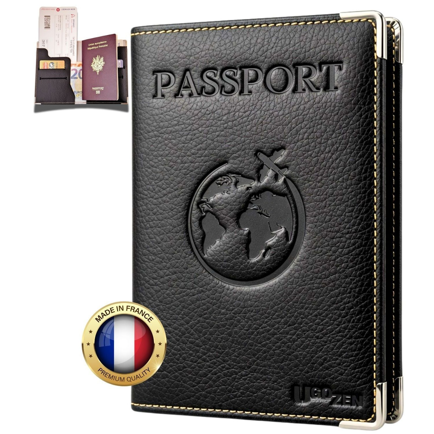 TEMU Pochette Passeport | Protège Passport, Portefeuille/ Protection Porte Documents de Voyage | 8 coloris, famille idéal pour passeports en métal et