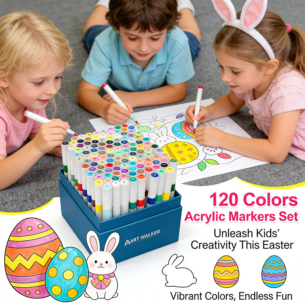 Image of 120 Colors Acrylic Paint Markers Pens Set, Acrylic Paint Markers For Drawing, Fabric, Wood, Rock, Plastic, Ceramic, Diy Craft Supplies