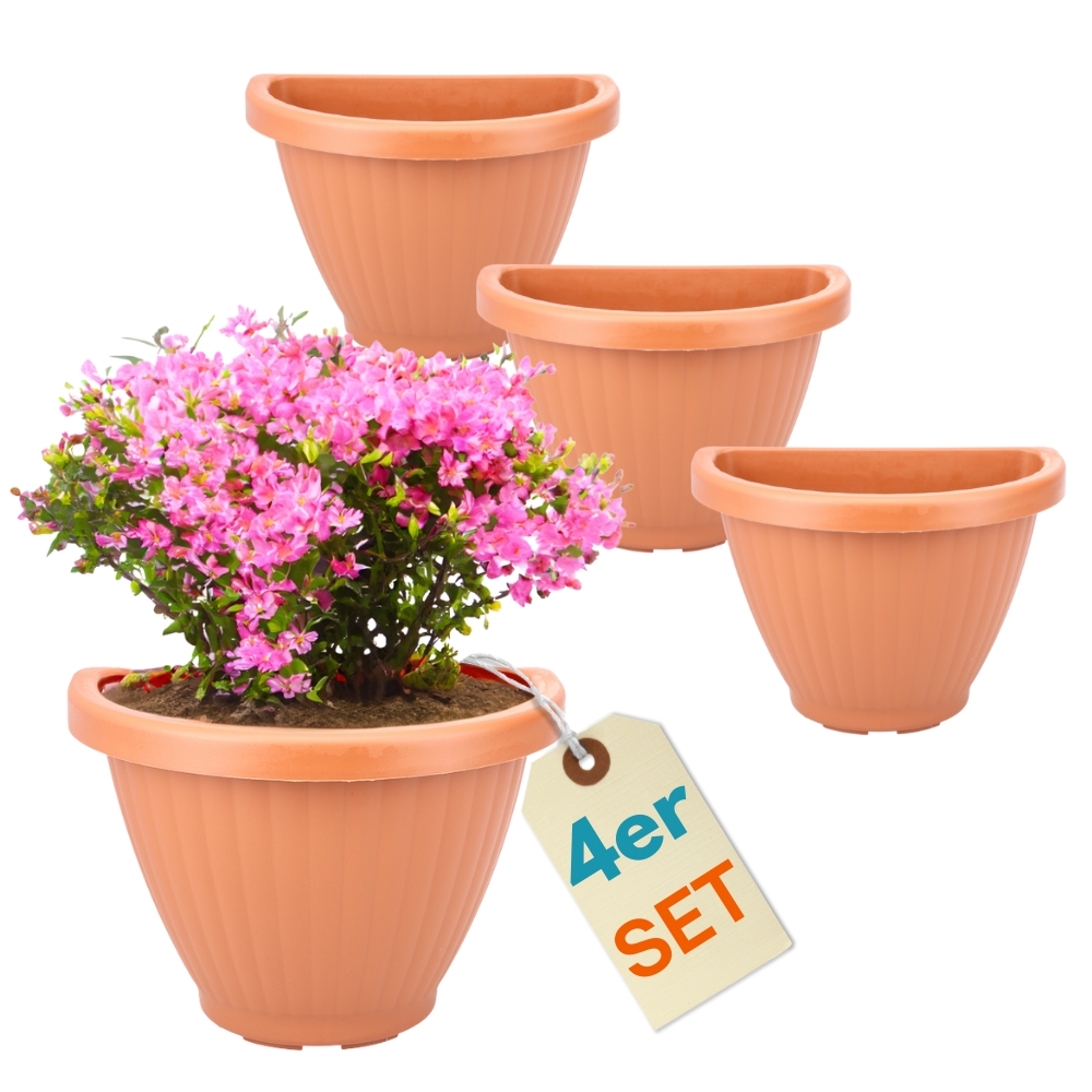Image of 4pcs Set Flower Pot Wall Flower Pot Wall Mounting Wall Flower Pot Wall Vases For Plants Plant Wall Holder Wall Pot Outdoor Area 30 Cm Terracotta