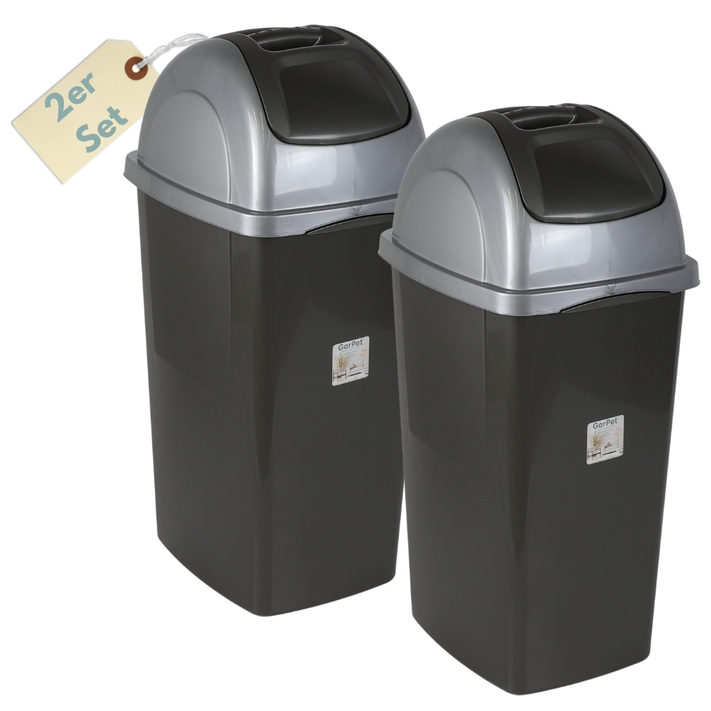 2-pack Swing Lid Trash Cans, 2 X 33l Kitchen Waste Bins With Lid, Swing Top Trash Separator, Kitchen Garbage Bins With Lid