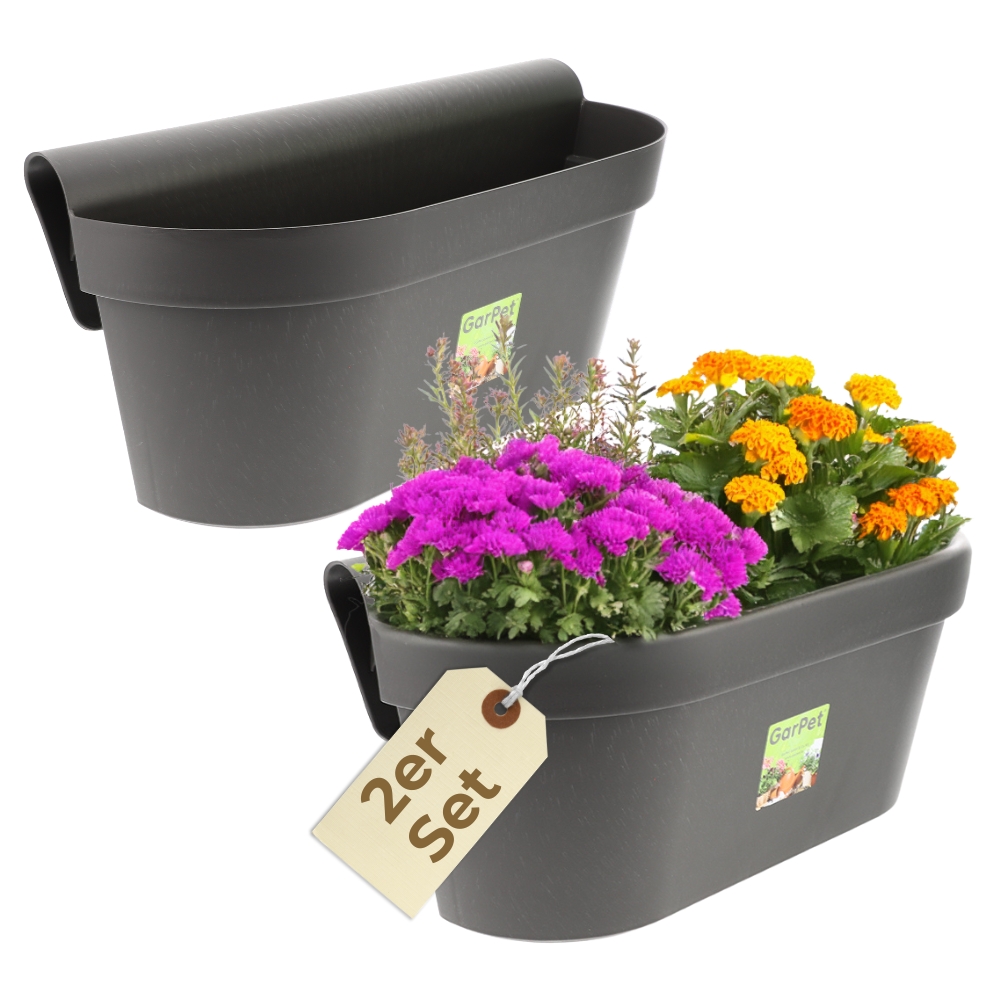 2-piece Set Balcony Railing Planter With Water Reservoir, Flower Box, Fence Planter, Balcony Pot