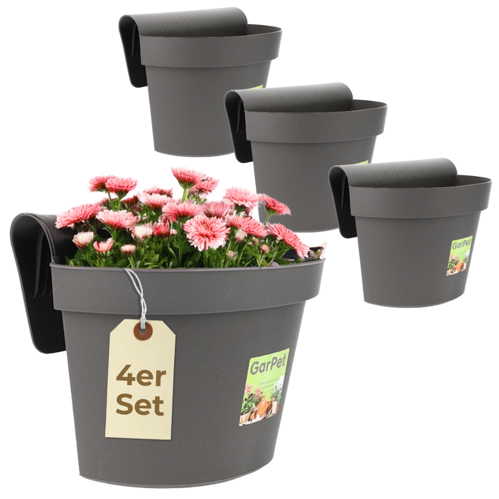 4-piece Set Balcony Railing Planter With Water Reservoir, Fence Flower Box, Railing Planter, Balcony Planter With Bracket