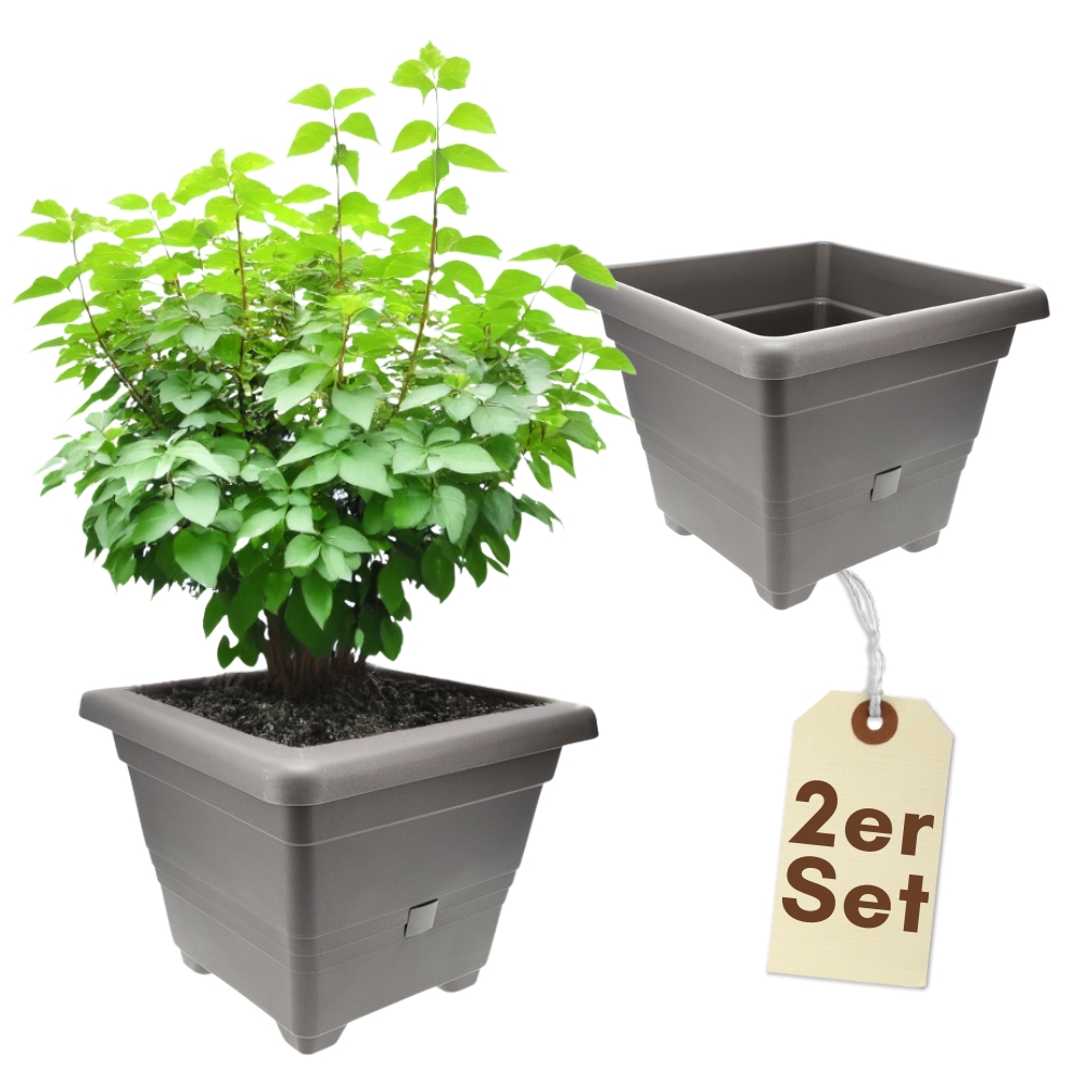 2-pack Rectangular Planters, Large Outdoor Flower Pots, Water-resistant Planters With Water Storage, 25 Cm
