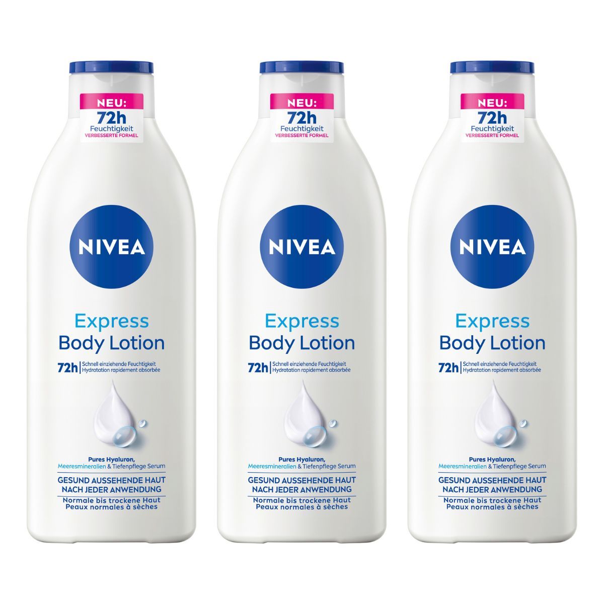Nivea Body Lotion 72h Fast Moisturizing Care 400ml 3-pack