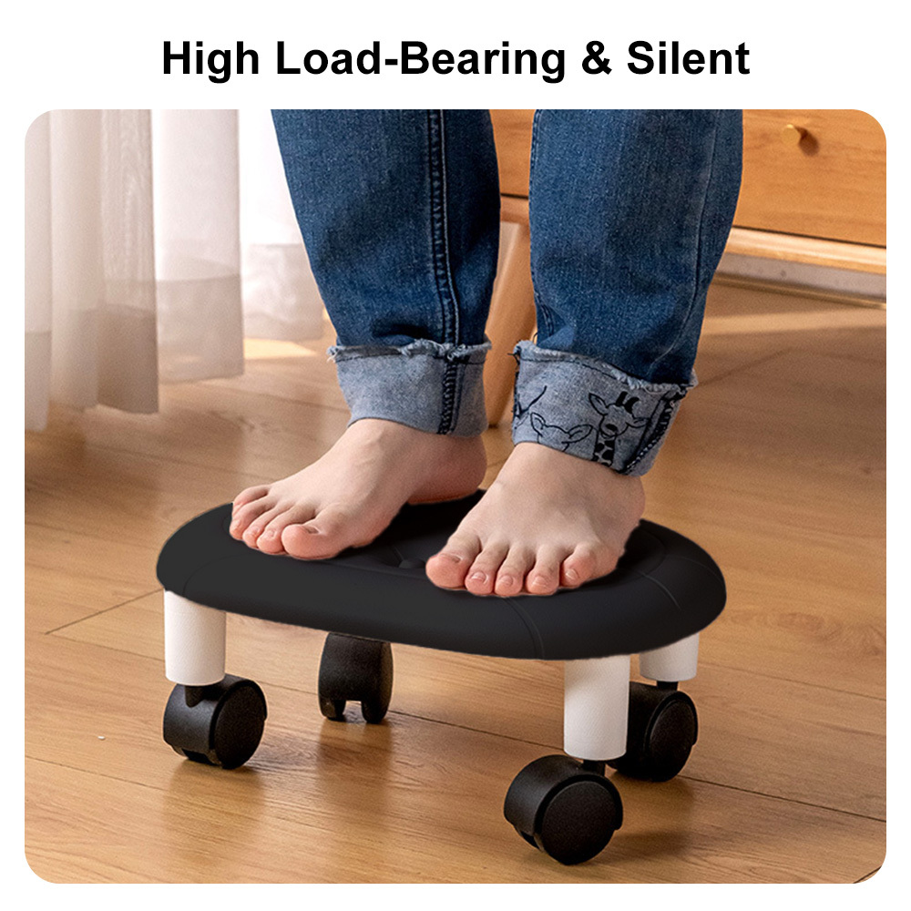Round Low Rolling Stool, Low Rolling Stools With Wheels, 360° Rotating Flexible Seating With Plastic Surface, Rollings Step Stool On Wheel For Home Office Garage Pedicure Mechanic Cleaning Floor