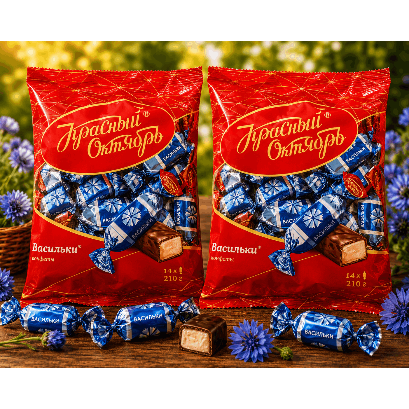 Red October Cornflowers Chocolate With Hazelnut Fondant Filling, 210 G