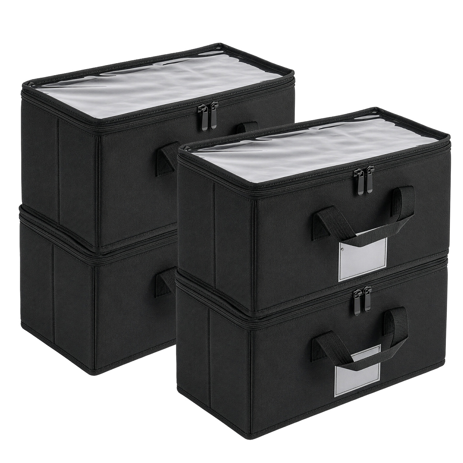 Image of Cd Storage Box With Lid, Stackable Non-woven Fabric Cd Case With Handles, Dvd & Cd Shelf Organizer For 120 Cds, 34.5x16x15.6cm