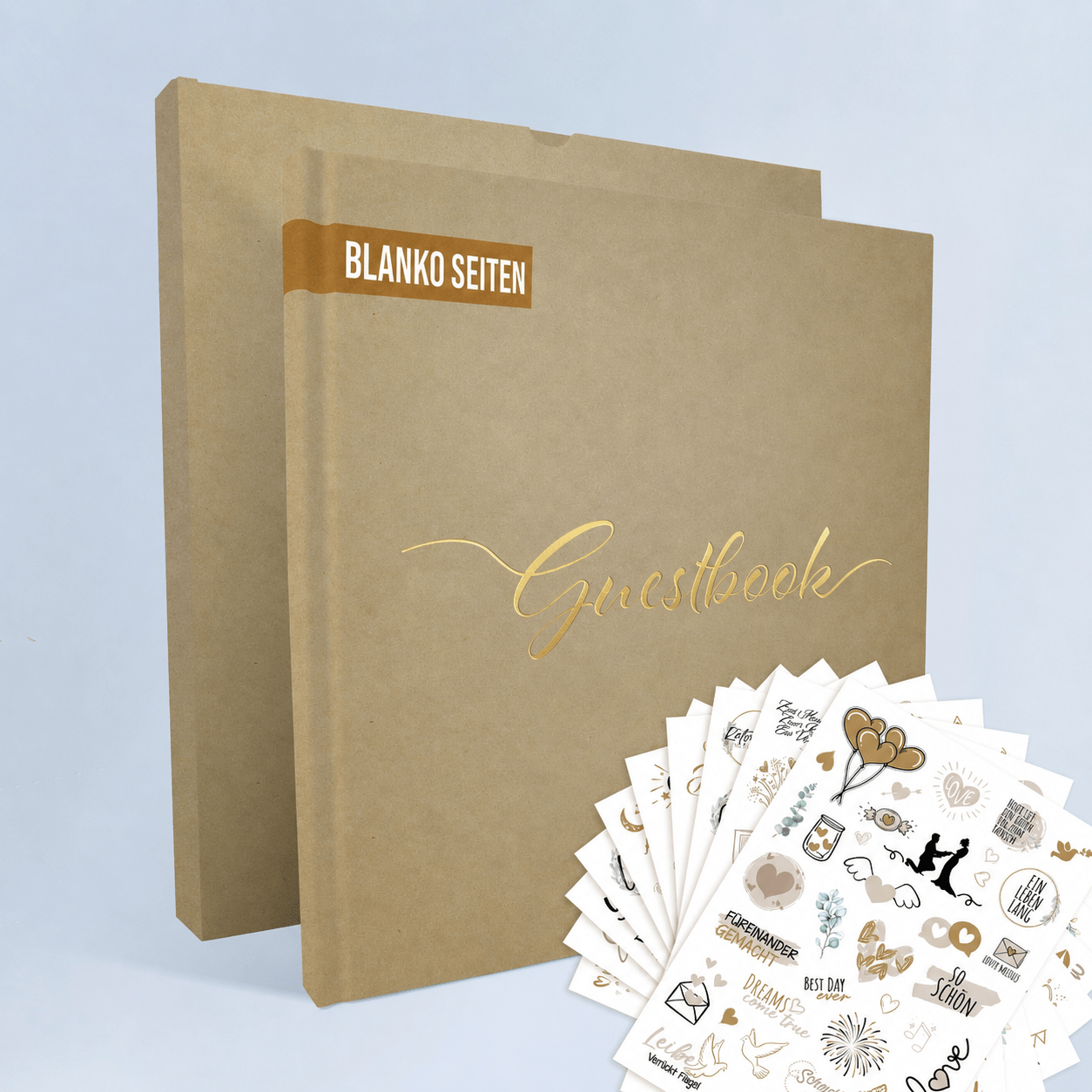 Image of Colortouch Wedding Guest Book With 100 Blank Pages And 10 Sheets Of Wedding Stickers, High-quality Wedding Guest Book, Wedding Stickers For Photo Album, Wedding Book Stickers
