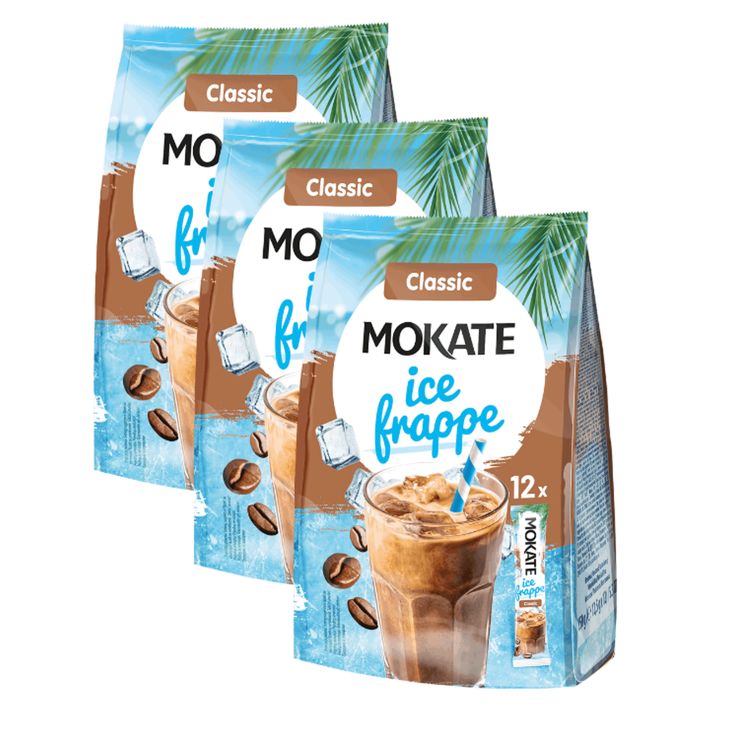 Image of Ice Frappe Classic 3 X 150 G – Instant Coffee Powder For Iced Coffee – 3-pack With 12 Portion Sticks Each Of 12.5 G – Creamy Ice Coffee For Cold Coffee Drinks