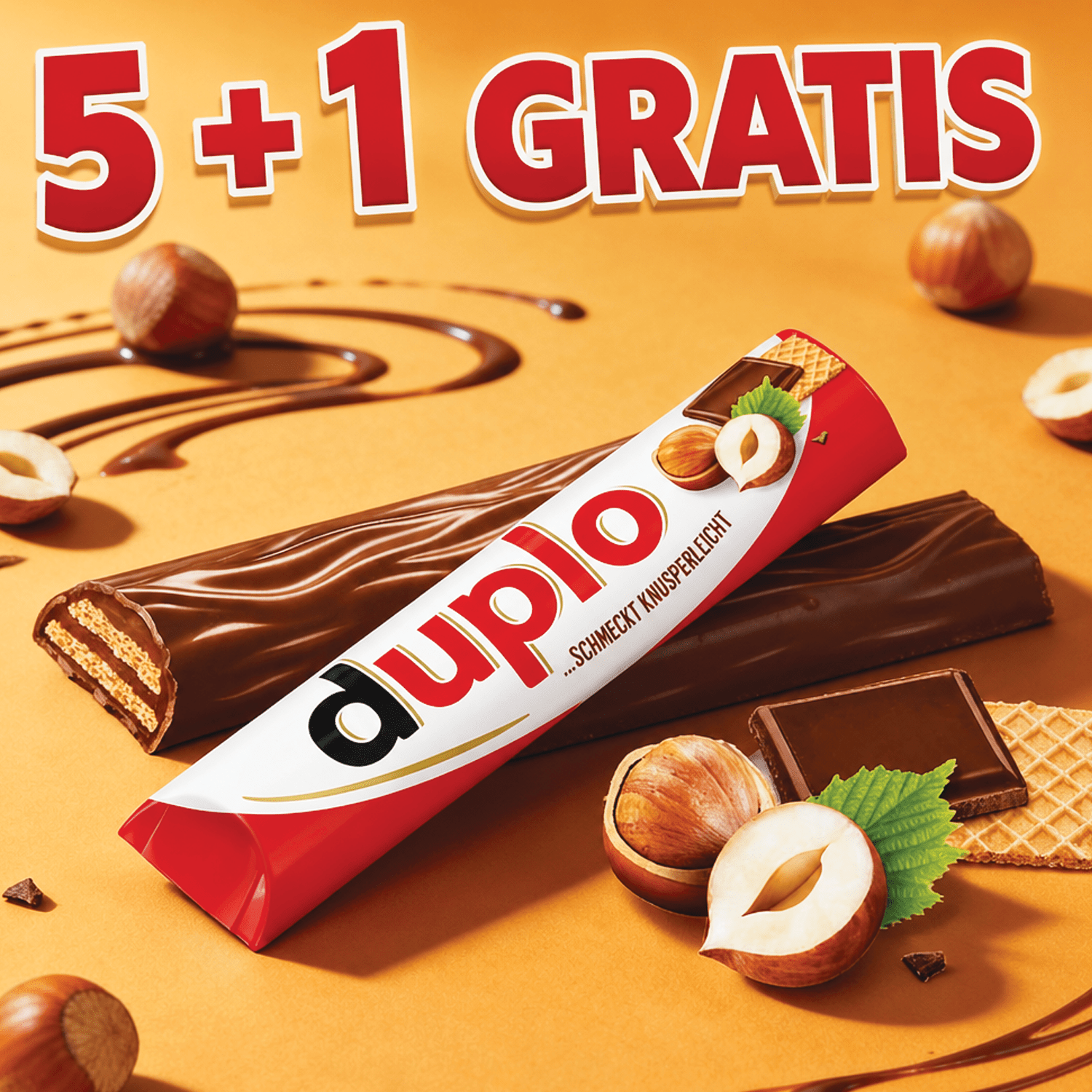 Image of 5-plus-1 Free - 6-pack Ferrero Duplo Bars – Wafer Bars With Nougat Cream Filling And Chocolate Coating – 6x18.2g