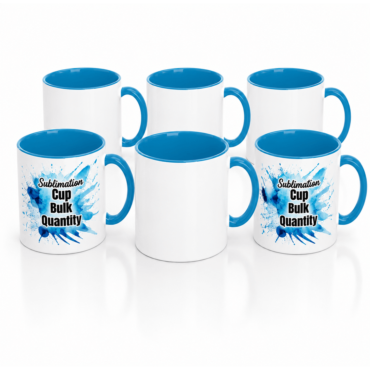 TEMU Light Blue Ceramic Sublimation Mug With Blue Handle And Interior