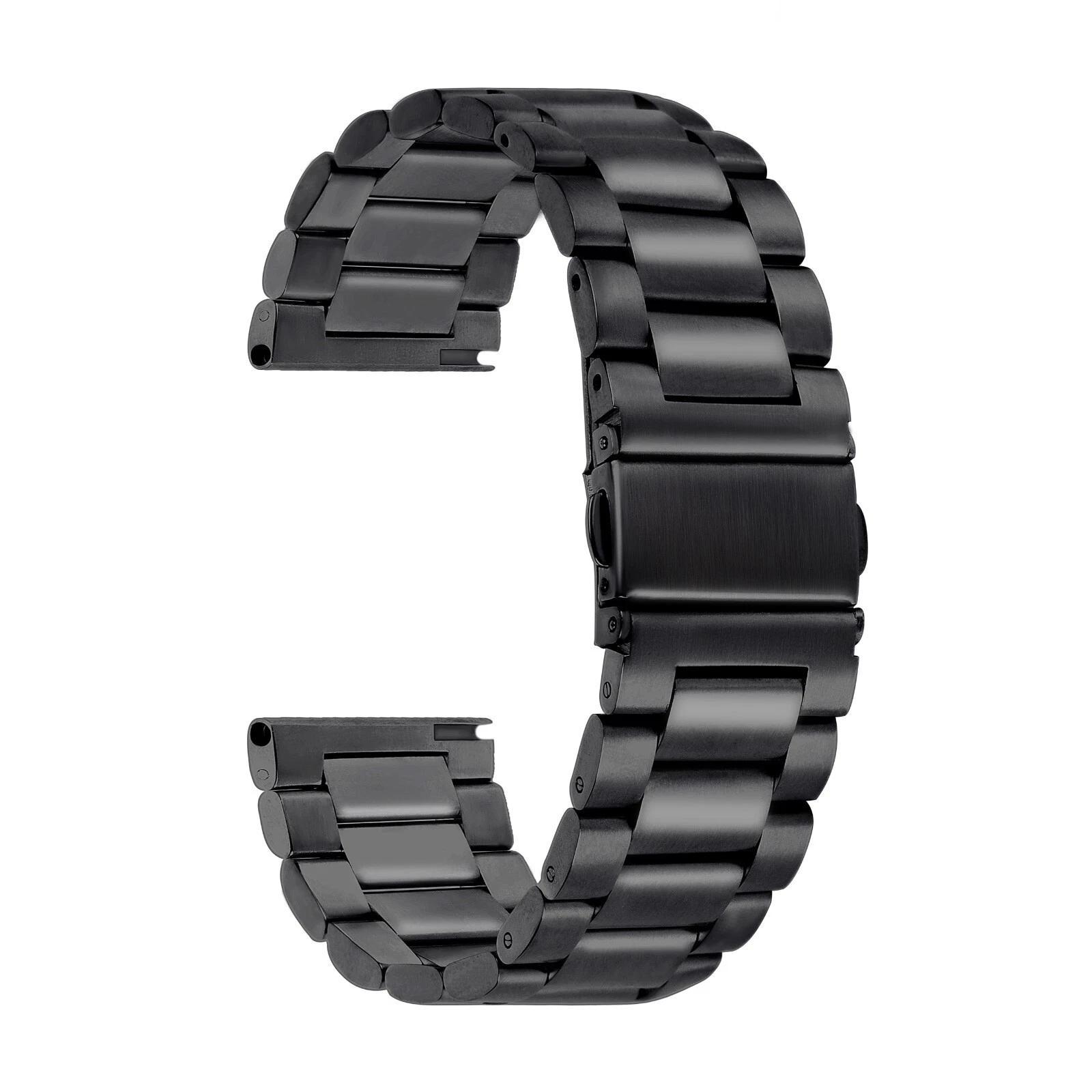 Stainless Steel Link Watch Strap Silvery Black Metal 14 | 16 | 18 | 20 | 22 | 24 Mm