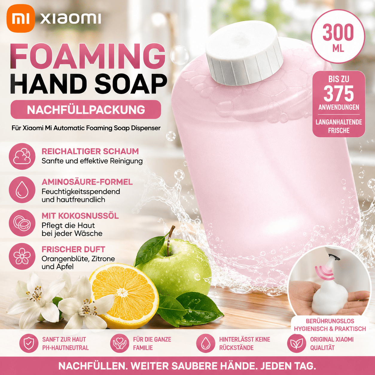 Xiaomi Mi X Simpleway Foaming Hand Soap Refill Pack 300ml – Foam Soap For Automatic Soap Dispensers