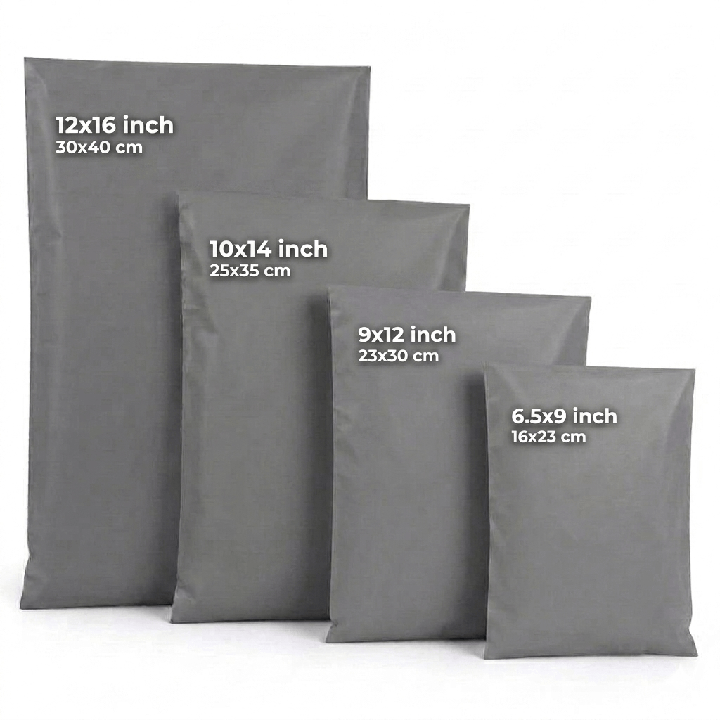 TEMU 100 Pack Assorted Mailing Bags Grey Multi-pack, 4 Mixed Sizes Parcel Bags (25 Each Of A5, A4, C4, A3), Heavy Duty Waterproof Co-extruded Poly