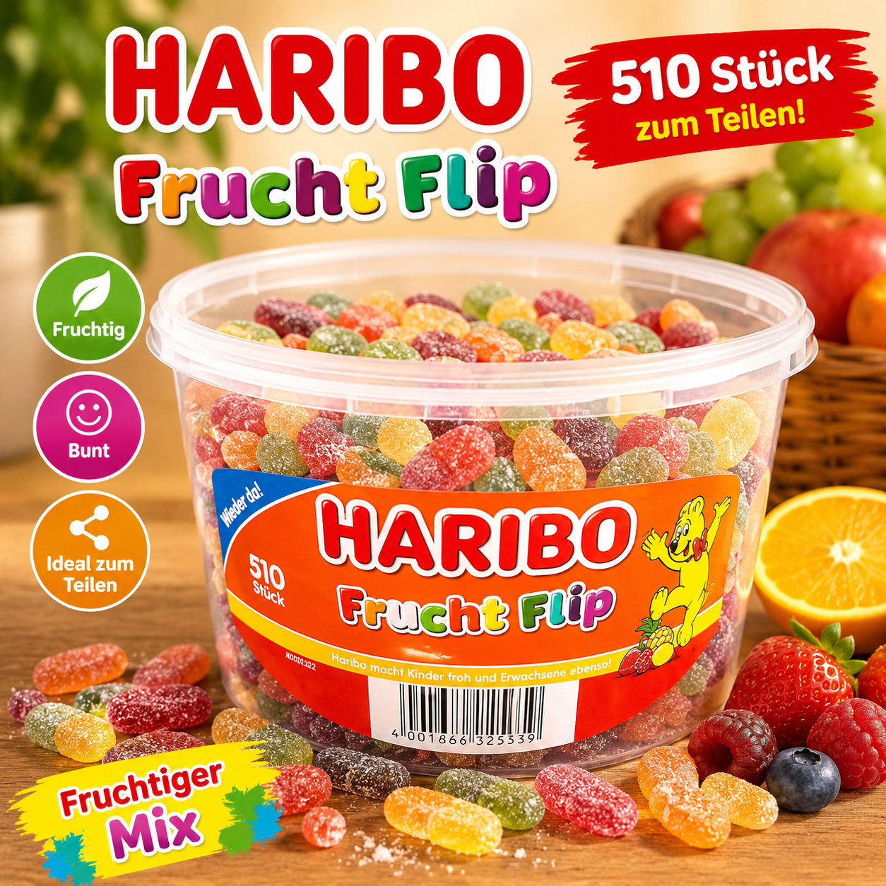 Haribo Fruit Flip 510pcs