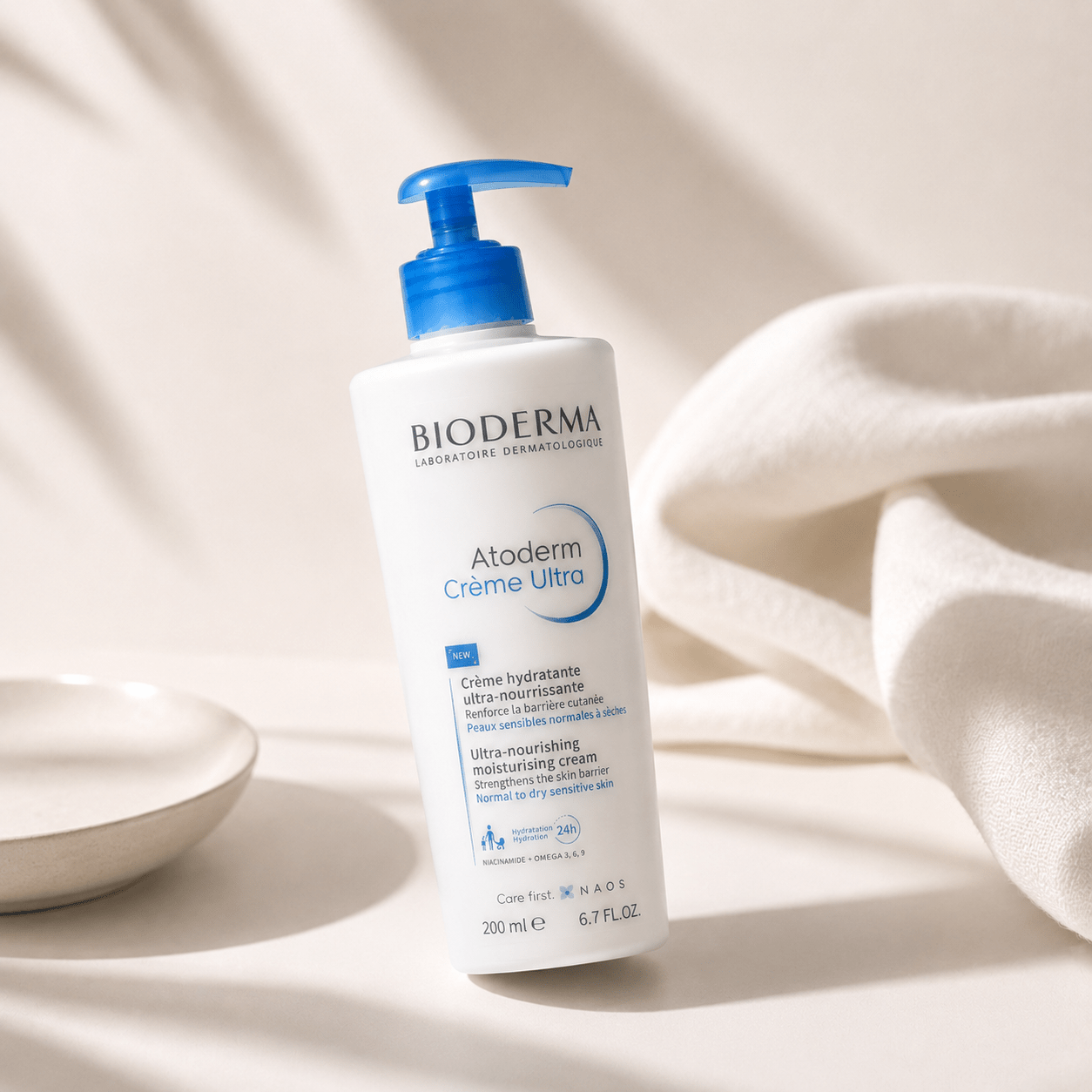 Bioderma Crème Ultra Moisturizing Body Cream 500ml For Dry & , 24h Hydration