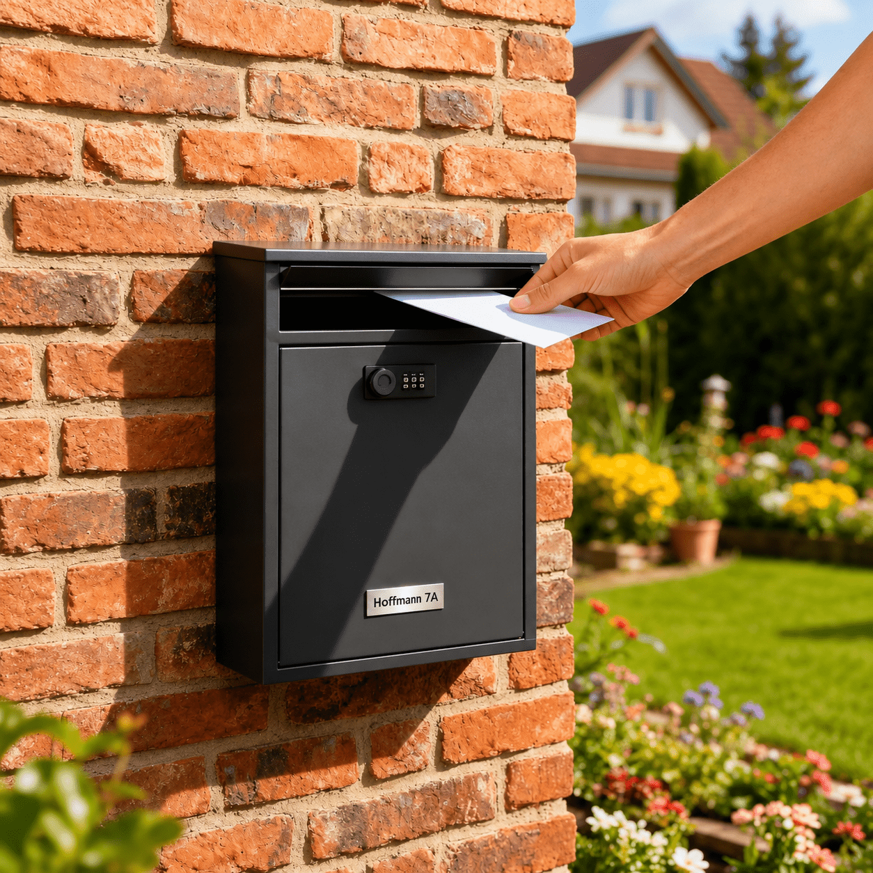 Image of Personalized Xl Mailbox With Stainless Steel Nameplate, Wall-mounted Mailbox With Combination Lock, Fits C4 Envelopes (8.5 X 26 X 35 Cm) - Includes 2 "no Advertising" Stickers Free!