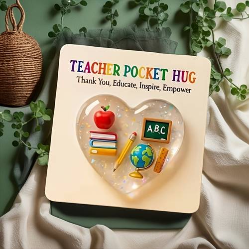 teacher pocket hug card 2d flat heart shaped teaching tool token encouragement card included graduation back to school inspirational thank you gift for classroom and home decor