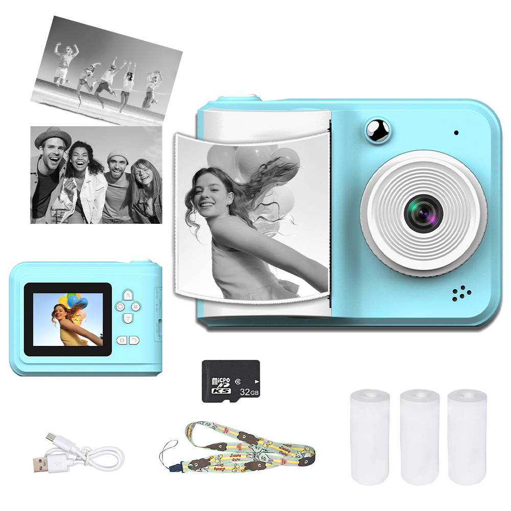 Image of Mini Instant Print Camera & Photo Printer, 1080p Hd Dual Lens 48mp Student Camera, Built-in Mp3 & Smart Games, With 3 Rolls Printer Paper For Birthday Children's Day