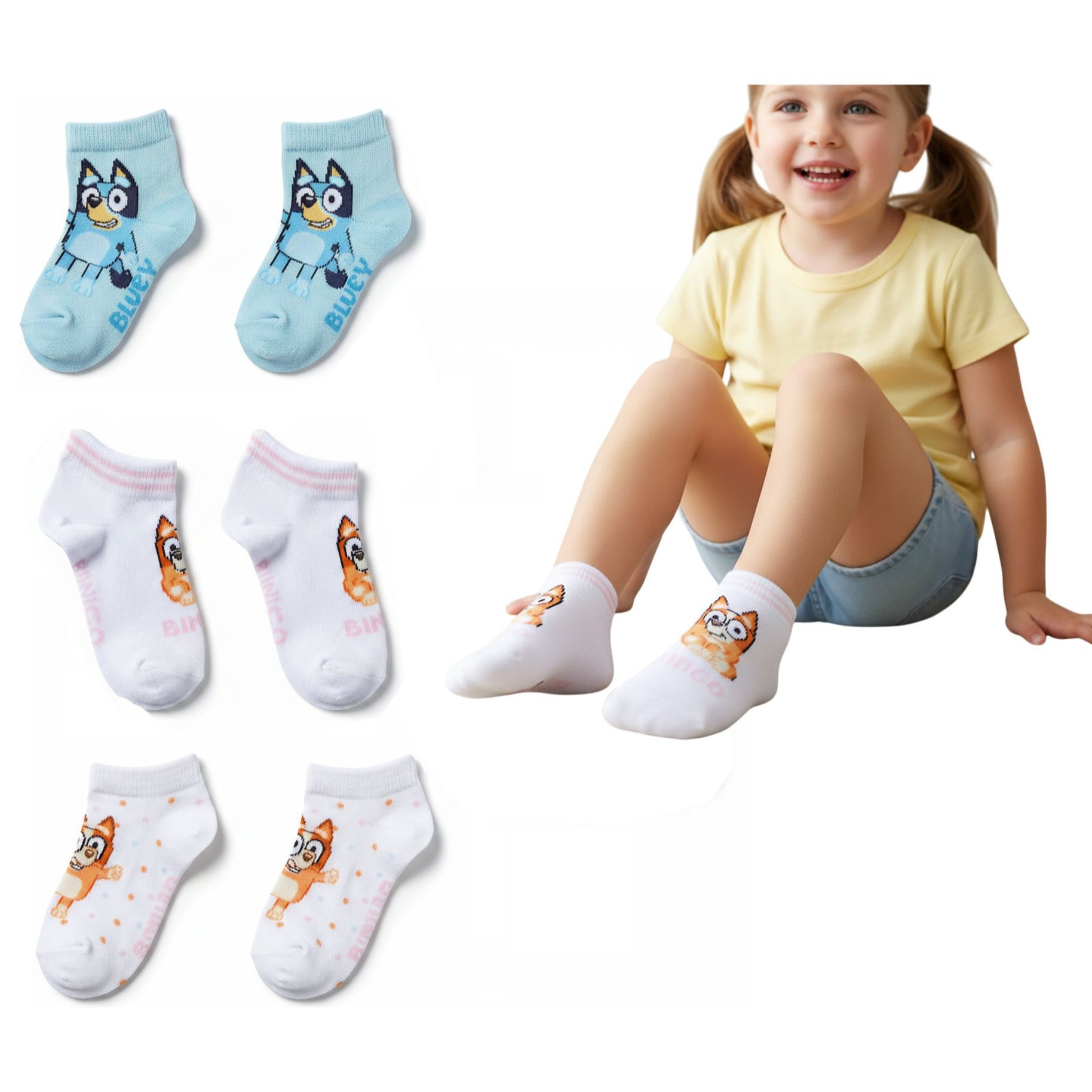 Short-sleeved Sock Set For Girls, 3pcs