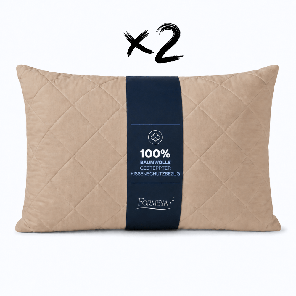 Image of 2pcs Of Pillowcases/pillow Protectors Made Of 100%, Quilted, With Zipper, 50 X 70 Cm, White, Grey, Beige