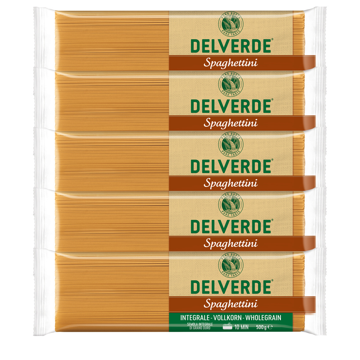 Delverde Whole Wheat Spaghettini Integrale Whole Wheat Pasta 500g 5-pack