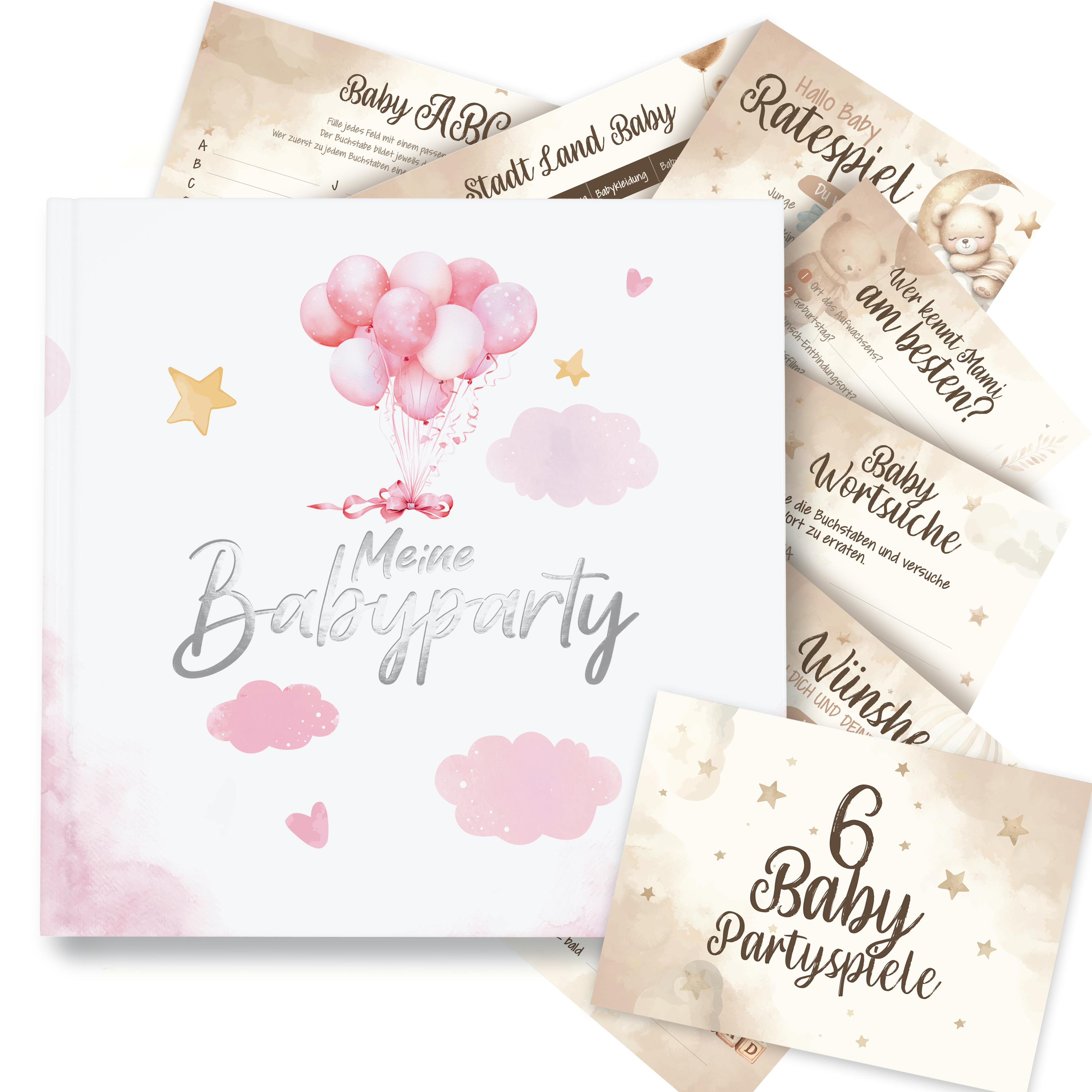 Image of Colortouch Baby Shower Guest Book With 50 Cards, 6 Funny Guessing Game Sets For Baby Party, Premium Pregnancy Gift For Baby Shower Gender Reveal