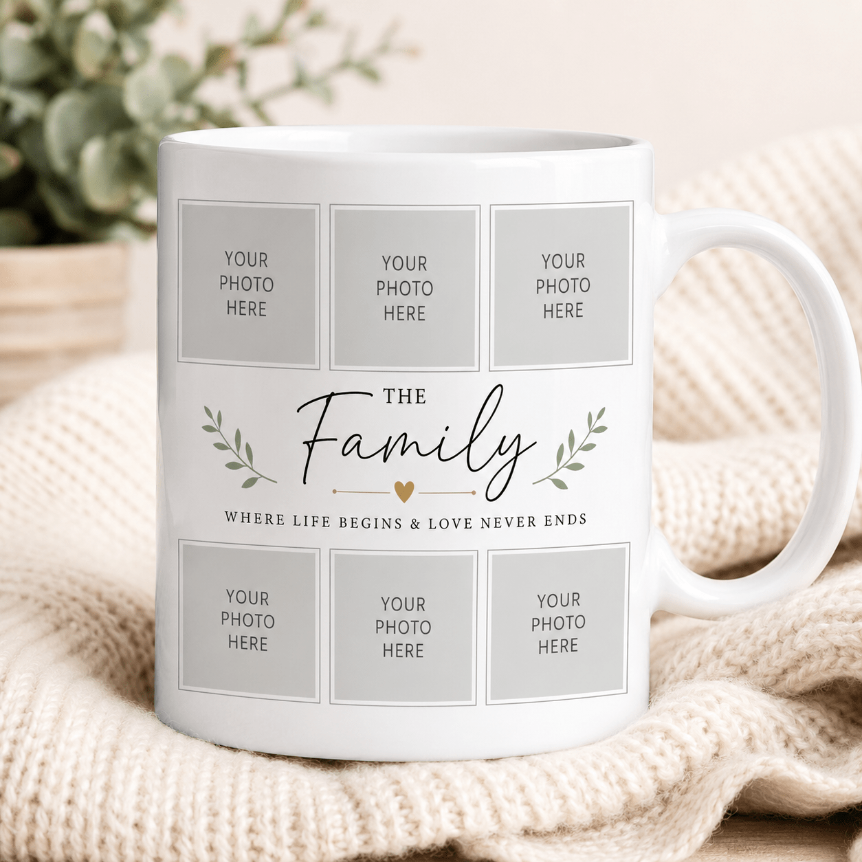 TEMU Personalized Photo Collage Mug, Custom 6 Photo Ceramic Coffee Mug, 11oz White Mug, Personalized Family Gift