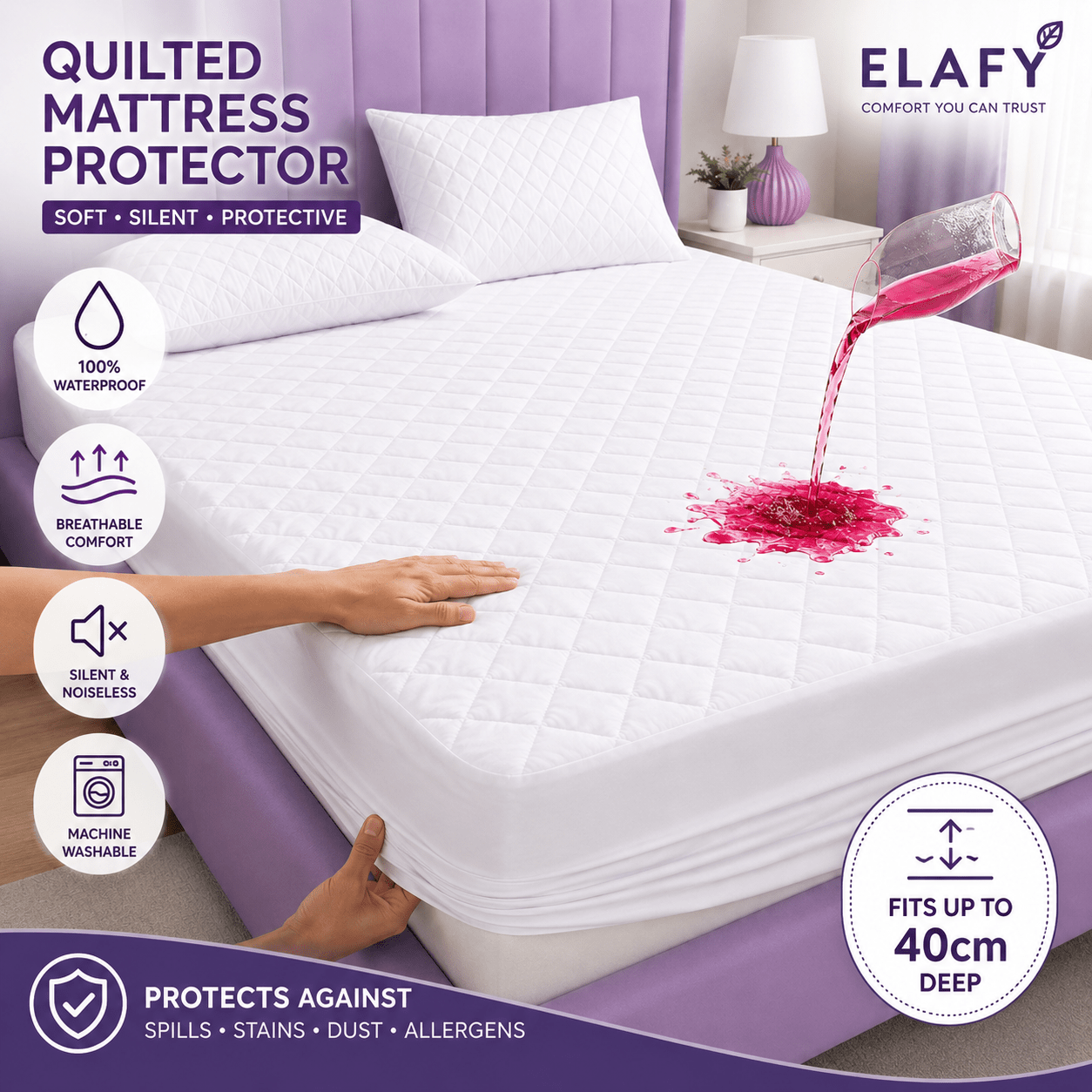   quilted extra deep waterproof quilted mattress protector fitted bed sheet cover topper bedding fits   30cm deep mattress