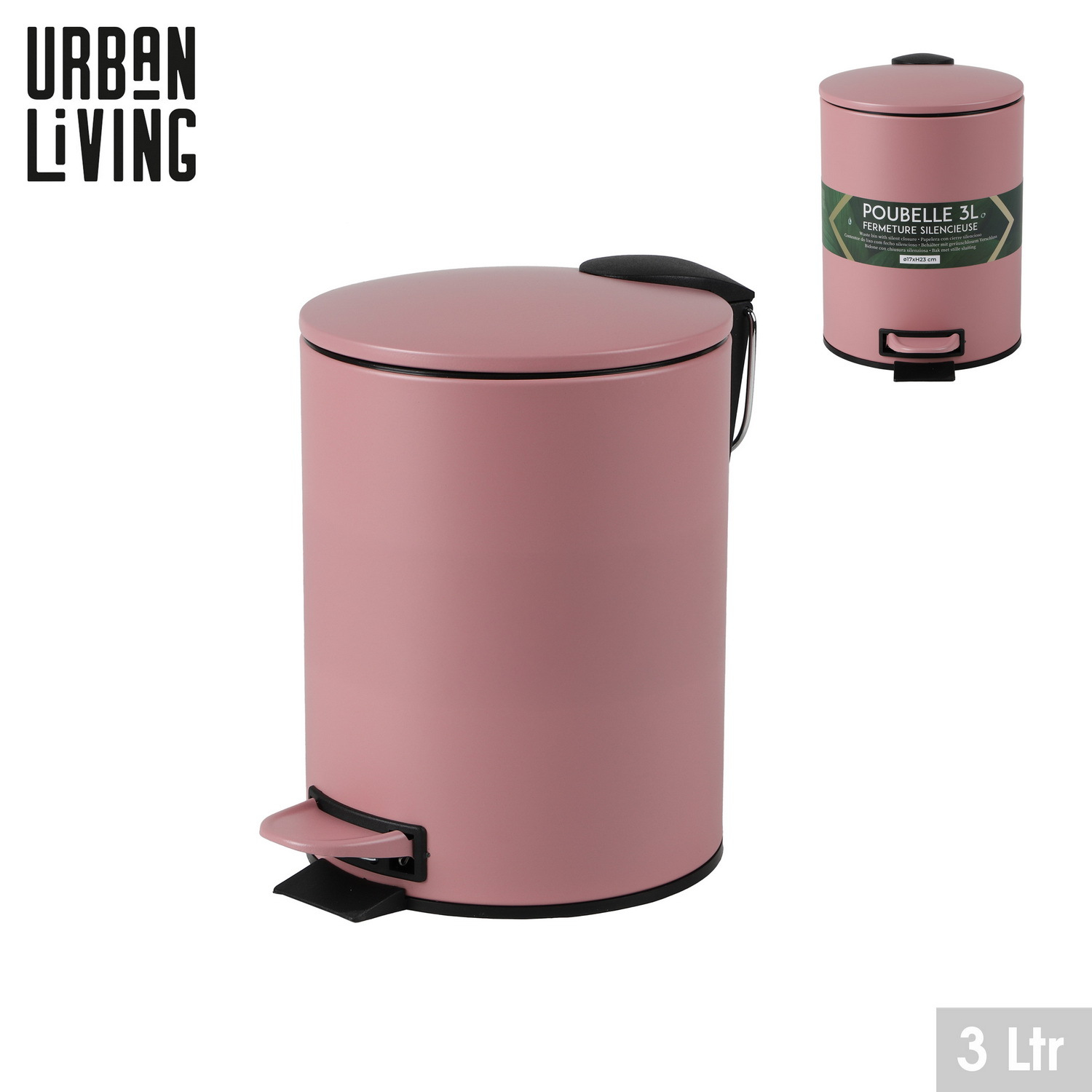 Image of 3 Liter Step Trash Can With Pedal - Urban Bathroom Waste Bin, Cosmetic Bin, Bathroom Trash Can, Step Trash Can For Bathroom, Pedal Bin For Waste, Cosmetics, And Paper