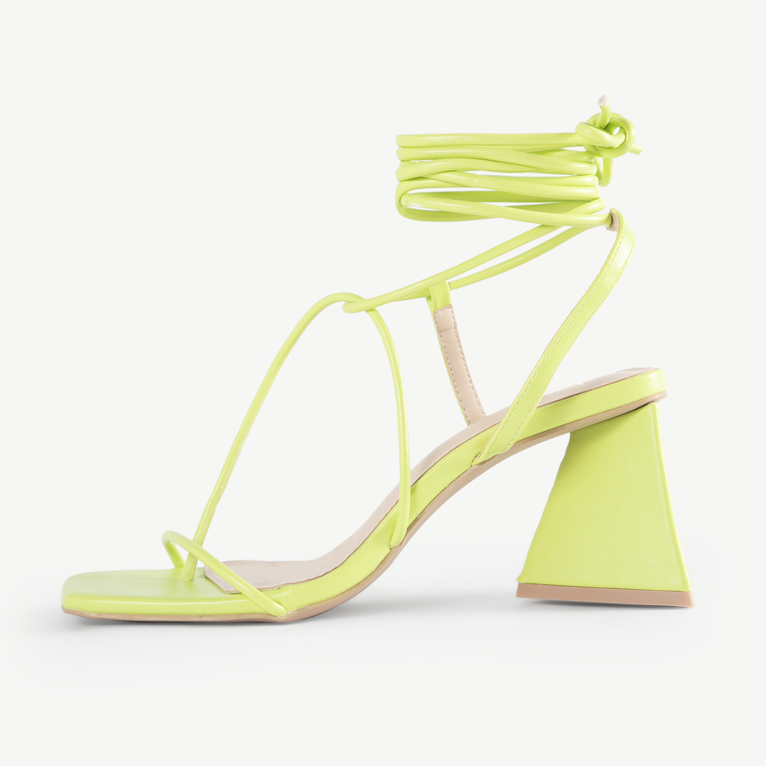 Aysha Strappy Block Heel In Lime