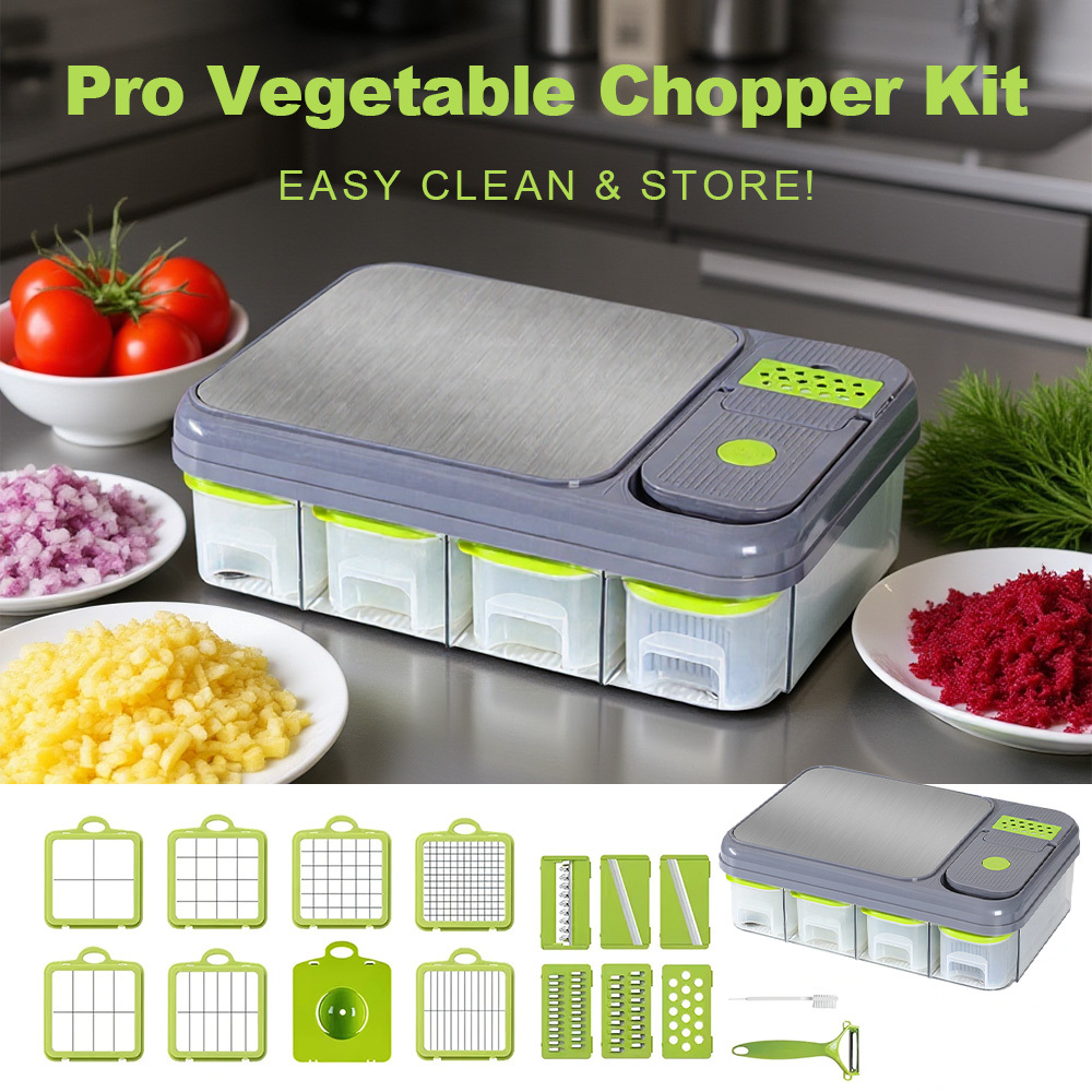 Image of Multi-functional Vegetable Cutter, With 12stainless Steel , Adjustable Slicer, Kitchen Gadget And Accessory, Food Processor, Onion And Salad Chopper, For Meal Prep Onions Veggies Fruits