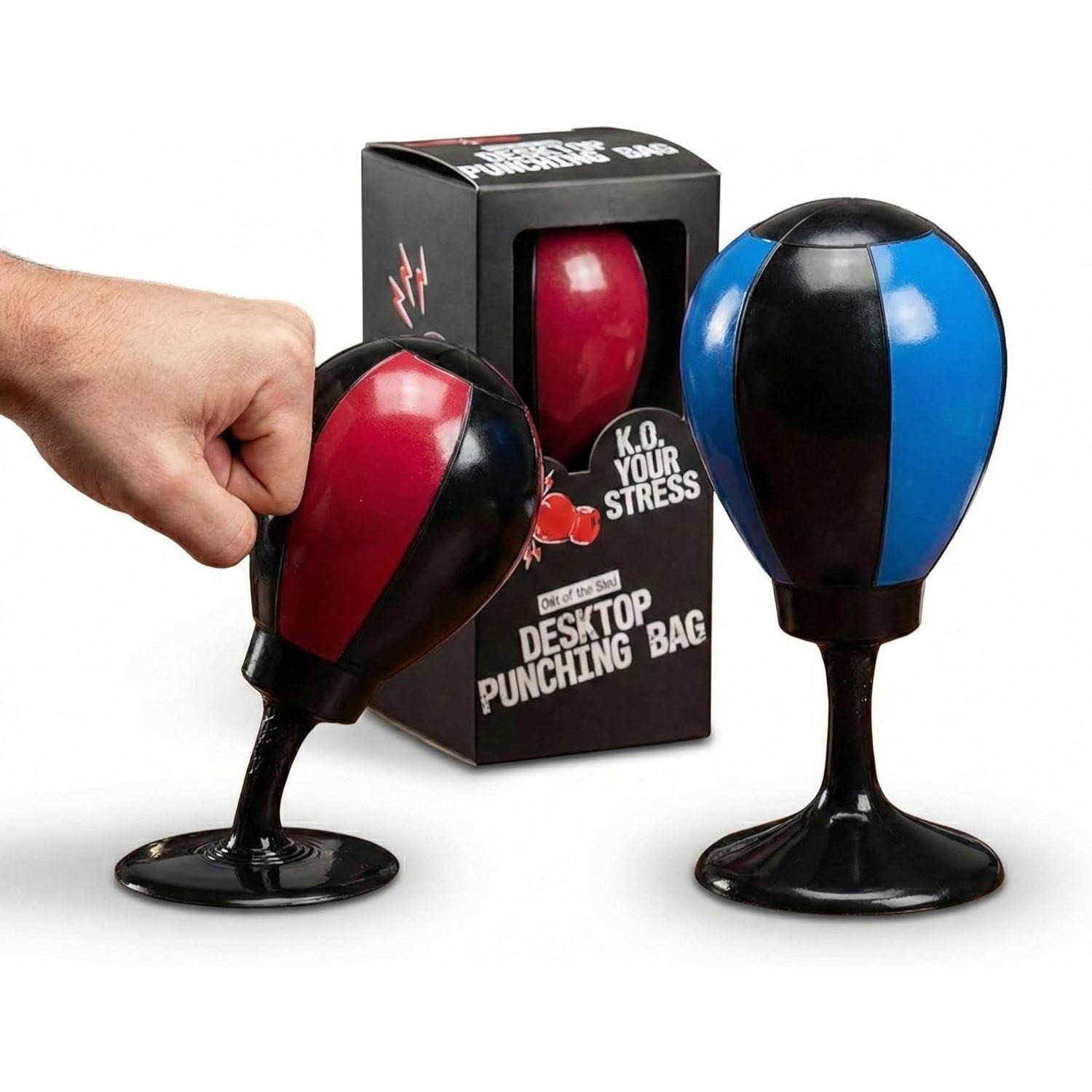 Image of 2-pack Desk Punching Bag Stress Relief 16cm Mini Desktop Punching Ball Anti-stress Gadget With Suction Cup For Office