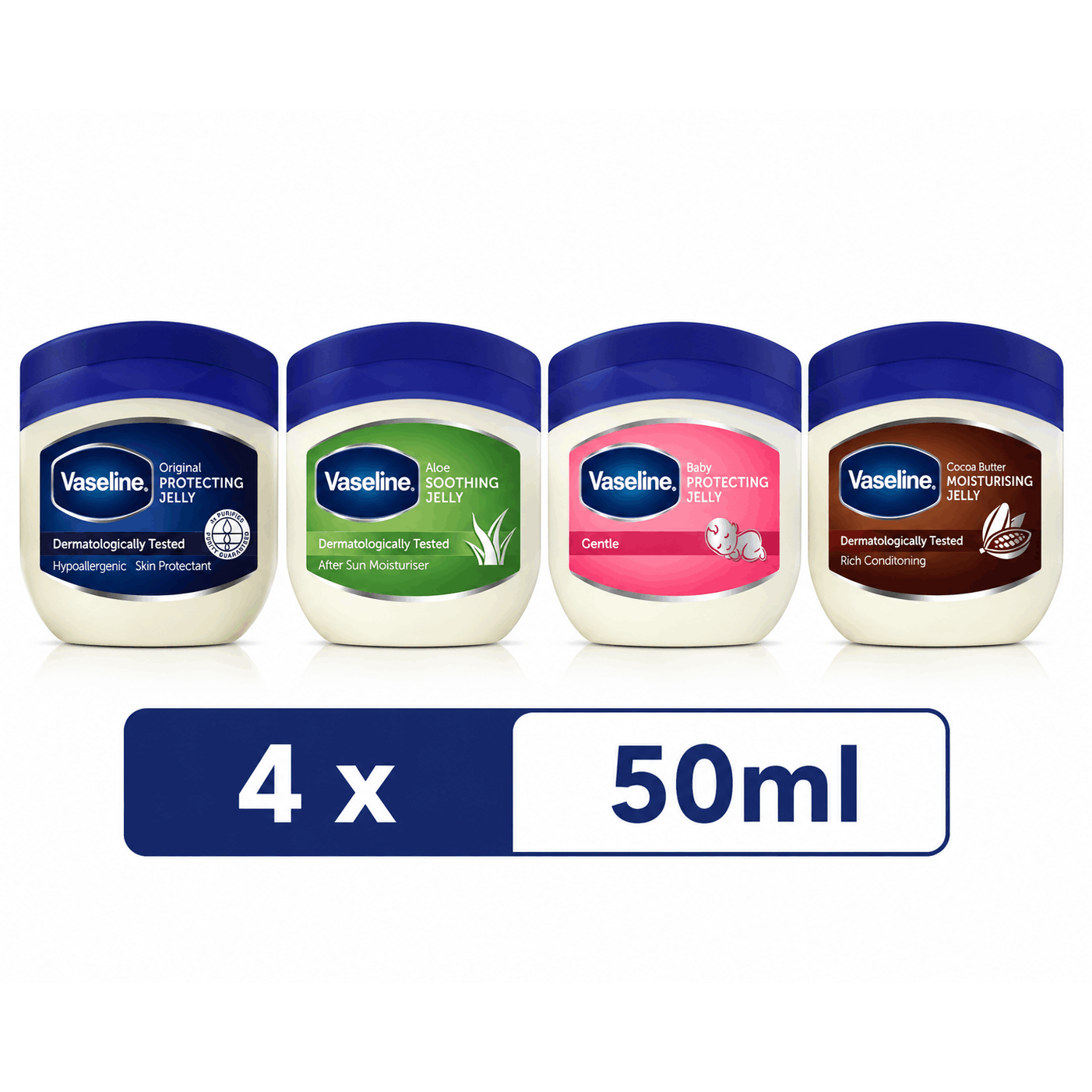 TEMU Vaseline Mini Jelly Pack 4 X 50ml Travel Size Petroleum Jelly Collection Portable Se