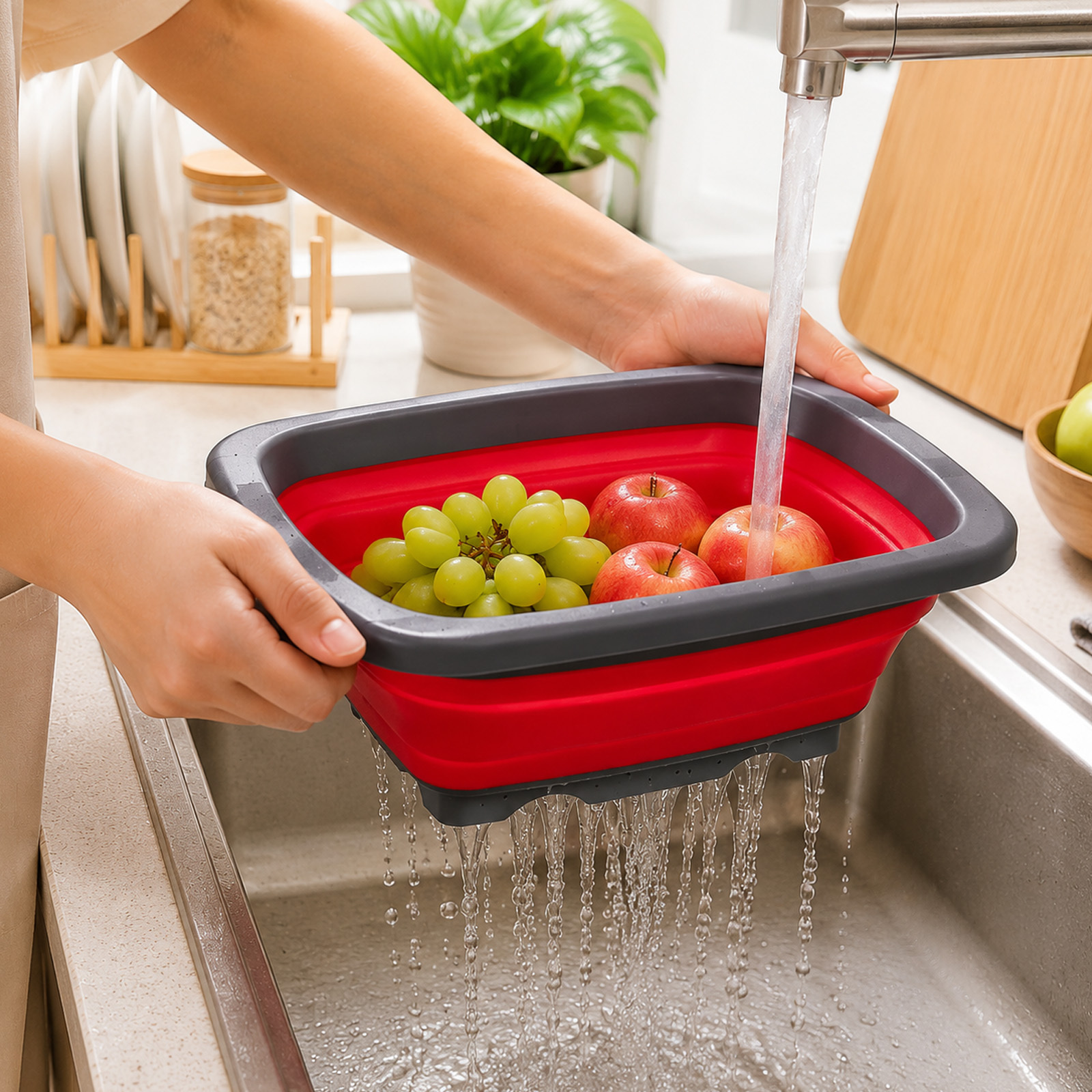 TEMU 1pc Collapsible Colander, Colander Strainer Over The Sink, Vegetable & Fruit Colanders Strainers With Extendable Handles, New Kitchen Essentials