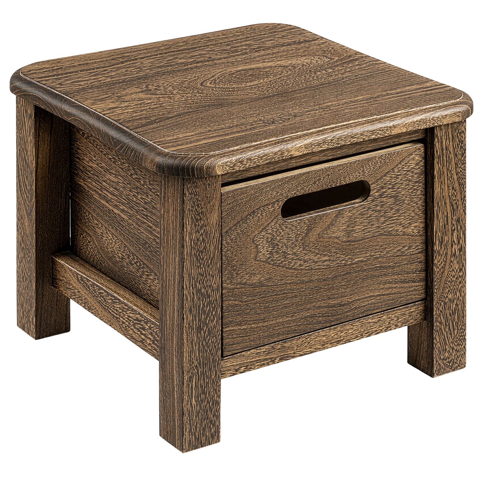 TEMU [dark Brown Wooden Stool] Dark Brown Wooden Shoe Stool | Storage Drawer, Traditional Style, & Hollow Handle, Durable Natural Wood For Entryway,