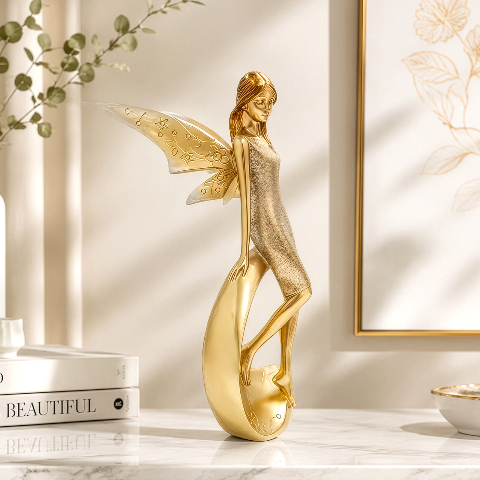 TEMU Elegant Statue - Beautiful Girl Sculpture - European Style Resin Ornament For Decoration, Perfect For Living Room, Study, Valentine's Day,