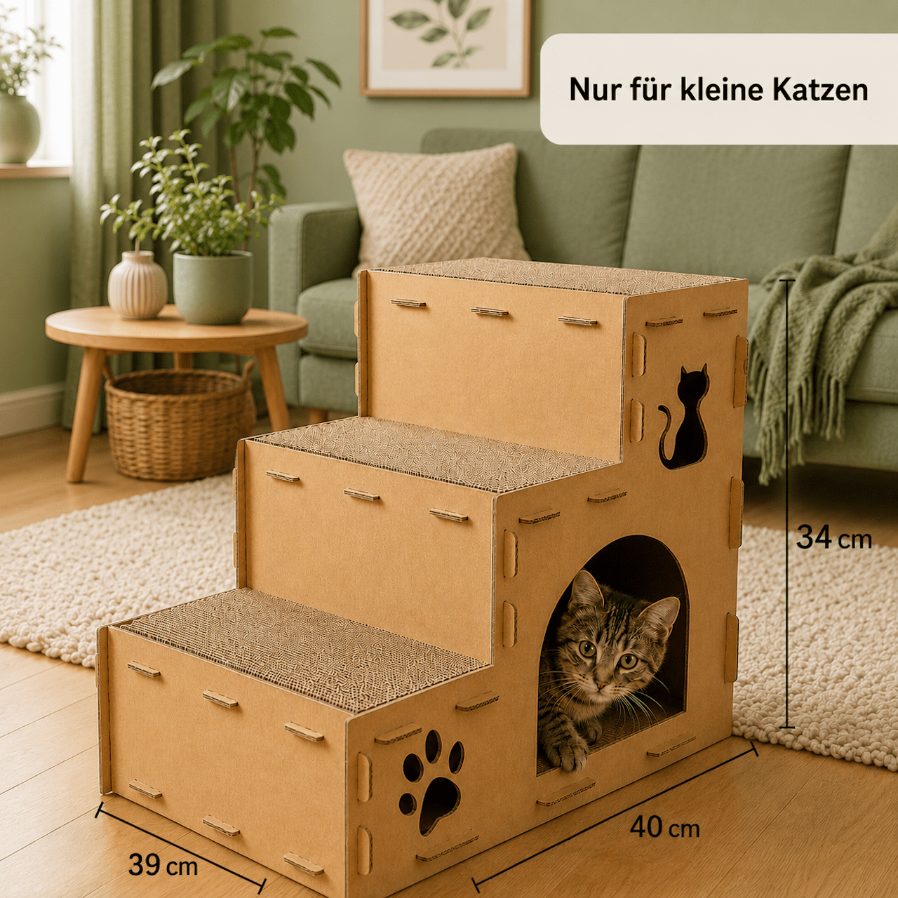 Cat Ladder|scratching Post| Made Of Cardboard|3-tiered| 40*39*34| Small Cats