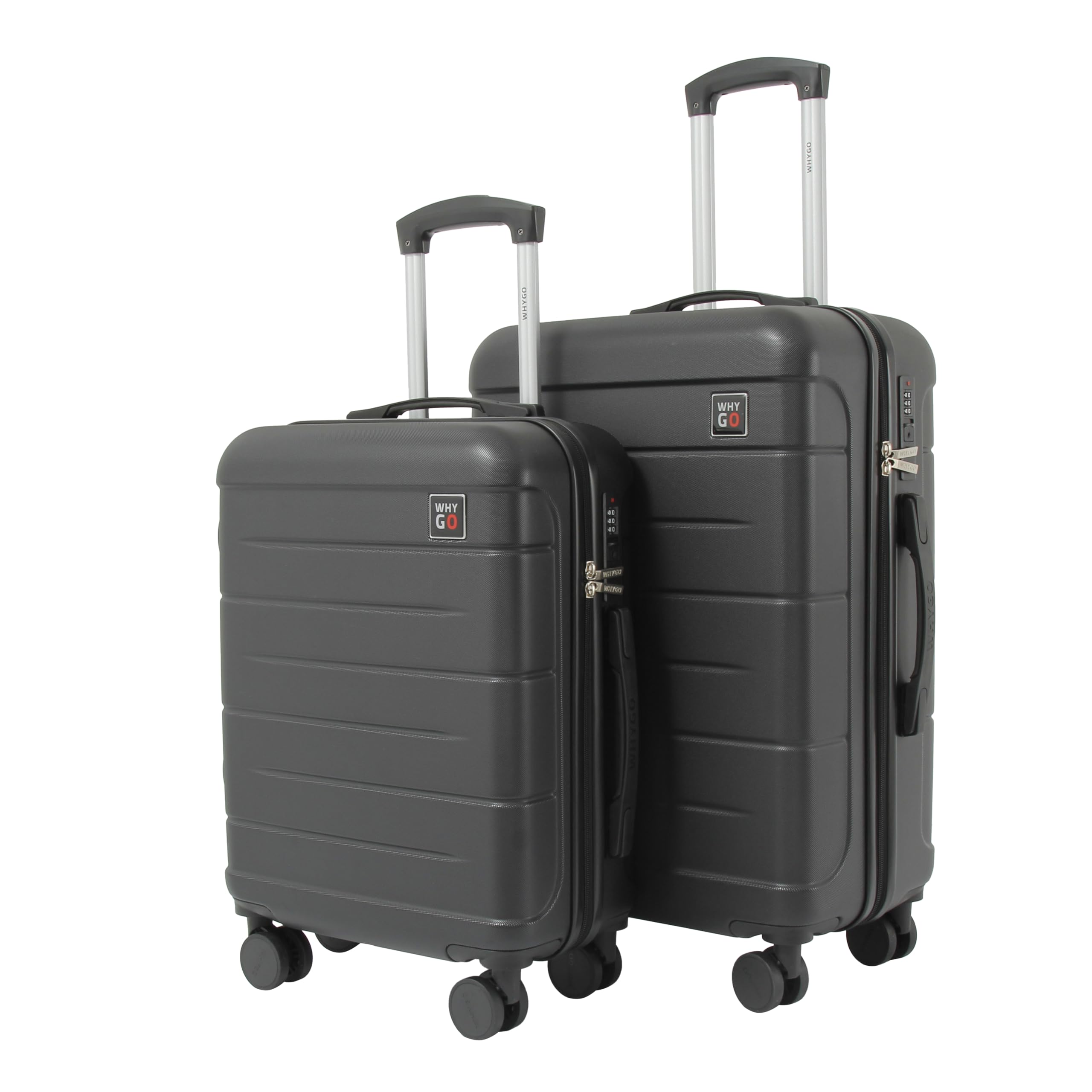 TEMU - Va6545 Luggage Set 2pcs, (s-m) 4 Wheels Coated In Rubber, Rigid Abs Shell - Ultra Lightweight, Telescopic Handle - Combination Lock