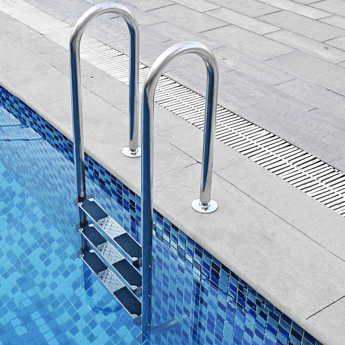 Image of Pool Ladder, Stainless Steel Ladder, Pedal Pool Ladder With Non-slip Pads, Ideal For Pools, Spas And Hot Tubs