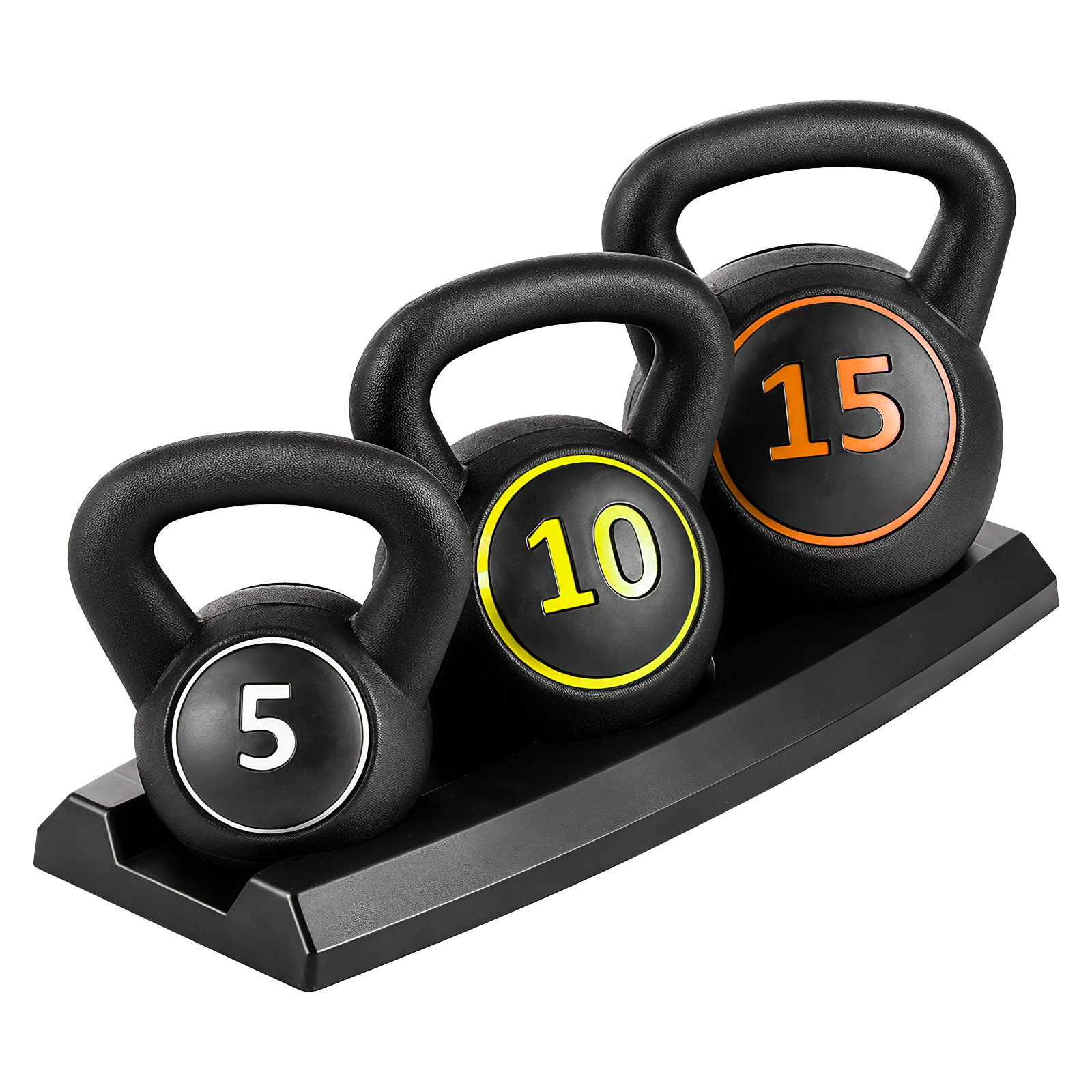 3pcs Kettlebell Weight Set With Storage Stand, 5/10/15 Pound Weights For , , Strength Training