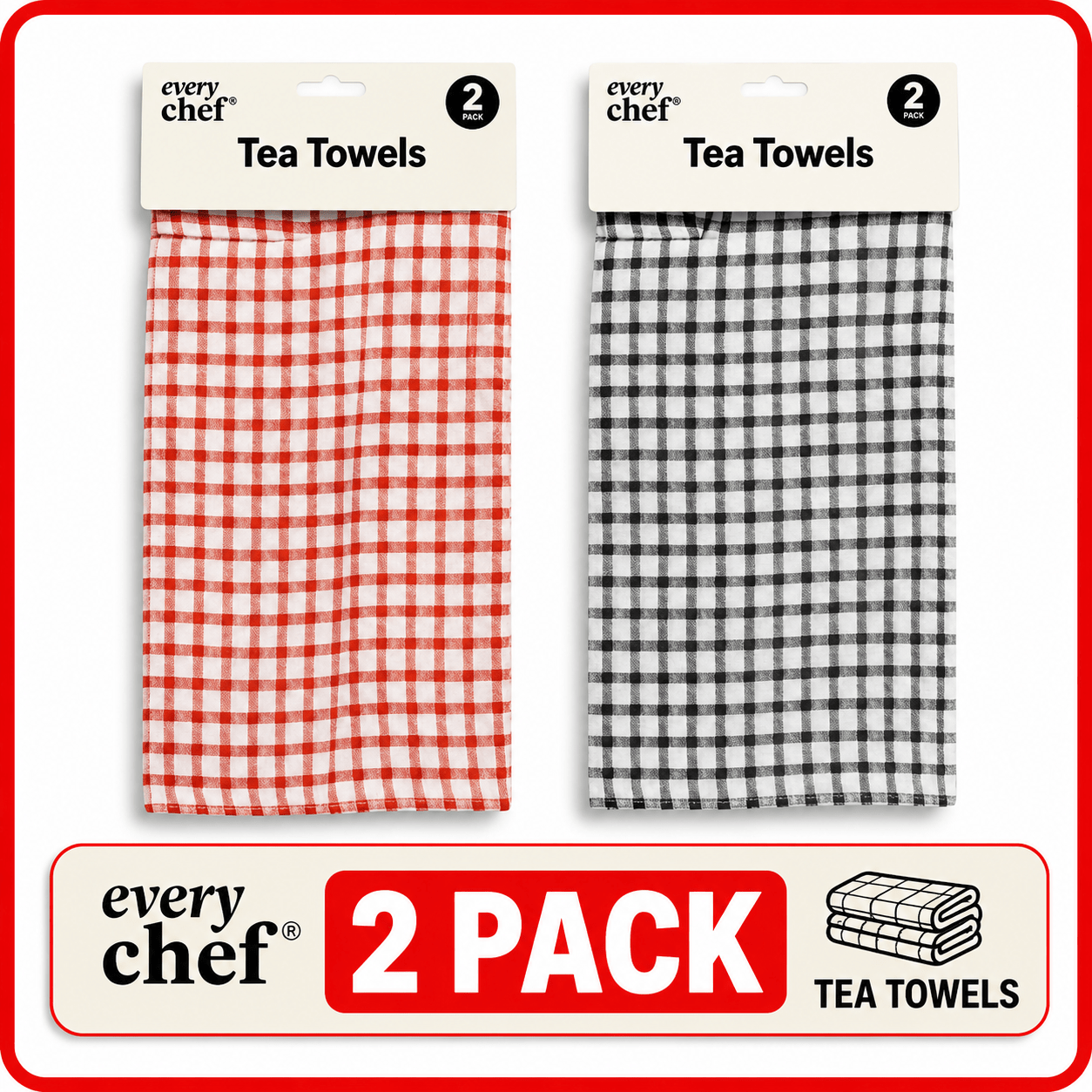 TEMU 2 Pack Tea Towels | Check Kitchen Tea Towels | Dish Towels For Drying And Cleaning | Reusable Kitchen Towels For Everyday Use
