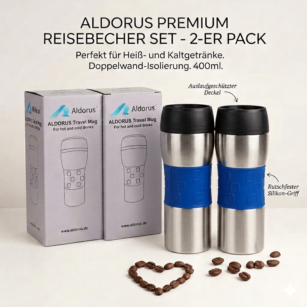 2-pack Thermal Mugs 400 Ml – Double-walled Vacuum Insulated (stainless Steel), Hot / Cold, 100% Leak-proof Press Lid & 360° Drinking Spout (2-piece Set)