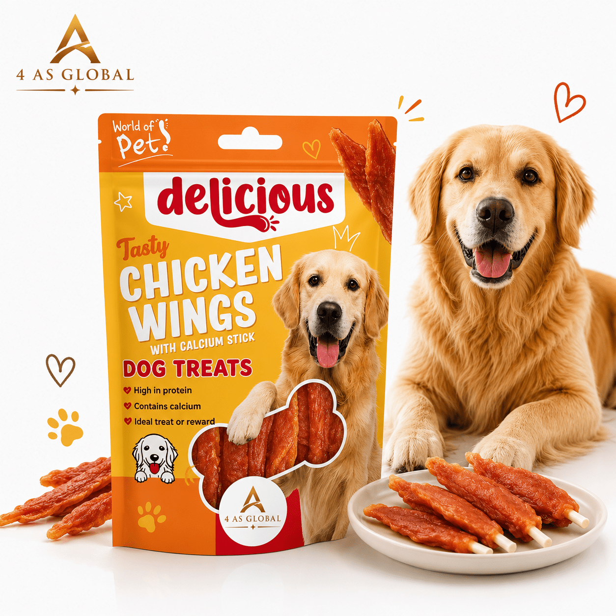 TEMU 2-pack Dog Treats Bundle – Chicken Jerky & Chicken Wings With Stick, High