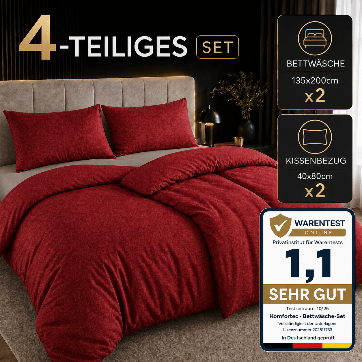 TEMU 4-teiliges Bettwäsche-Set 135×200 cm – Superweiche Mikrofaser, Atmungsaktiv & Knitterfrei, Ganzjahres-Bettwäsche, Pflegeleicht