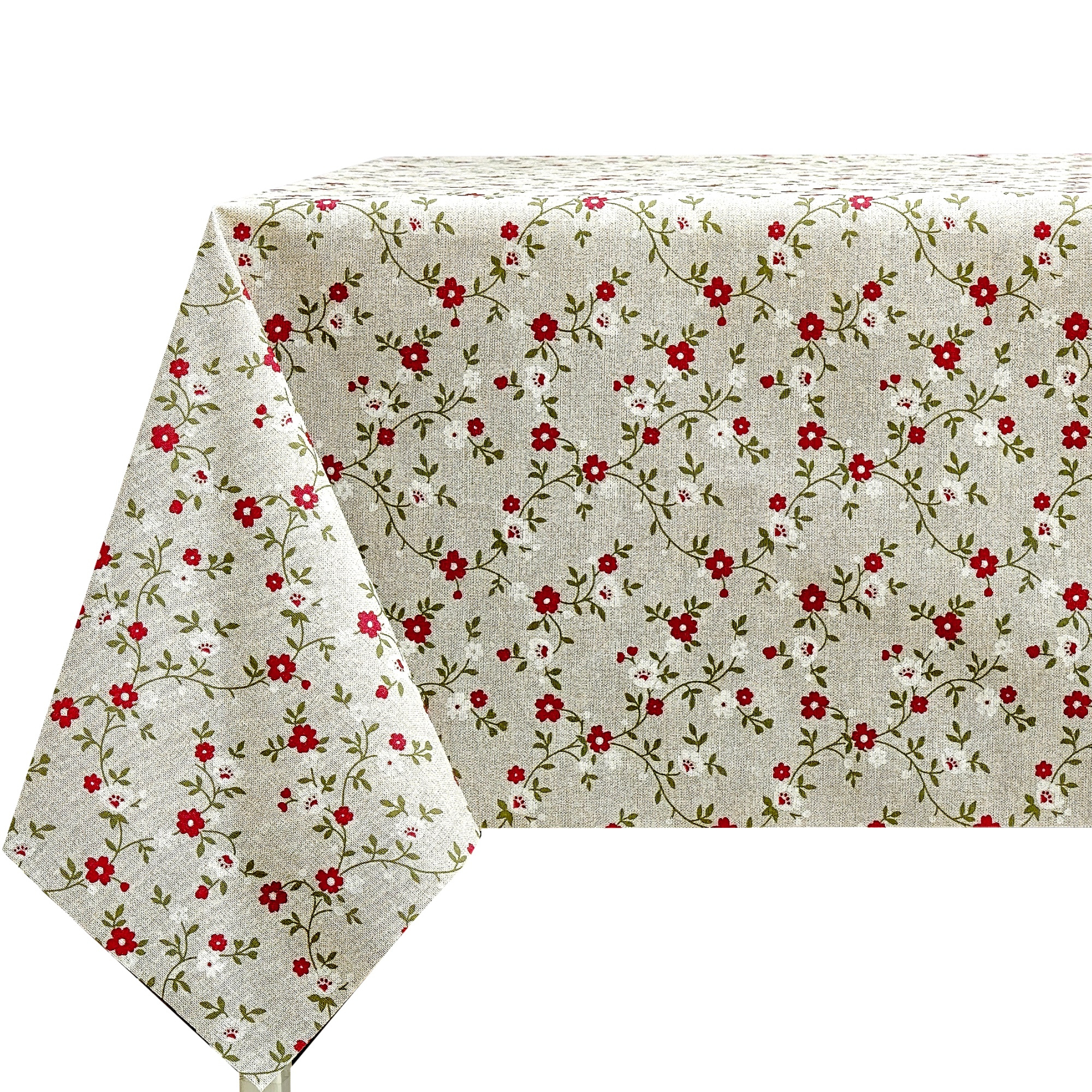 TEMU Mantel de Tela Resinada Antimanchas e Impermeable Rectangular, Diseño Floral Estilo Vintage, Fácil de Limpiar para Cocina y Comedor